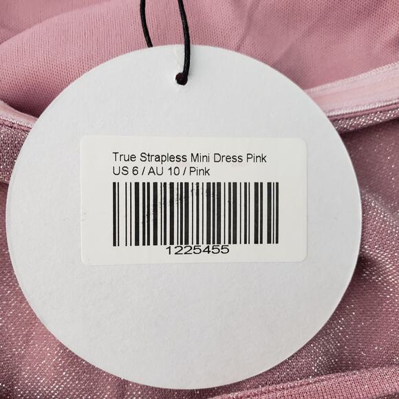 Princess Polly Mini Dress Womens 6 Pink Strapless Glitter Ruffle Partycore Date - Picture 9 of 11